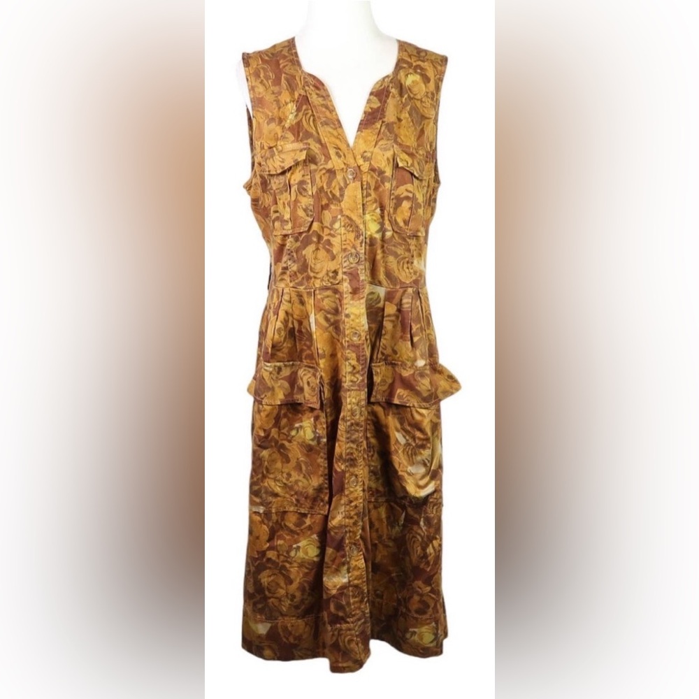 Anthropologie* Moulinette Soeurs Brown Floral Sleeveless Midi Dress